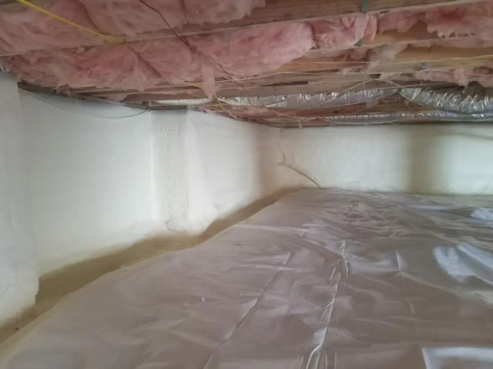 Crawl space encapsulation with closed-cell spray foam for Roof Leak Repair in Geneva